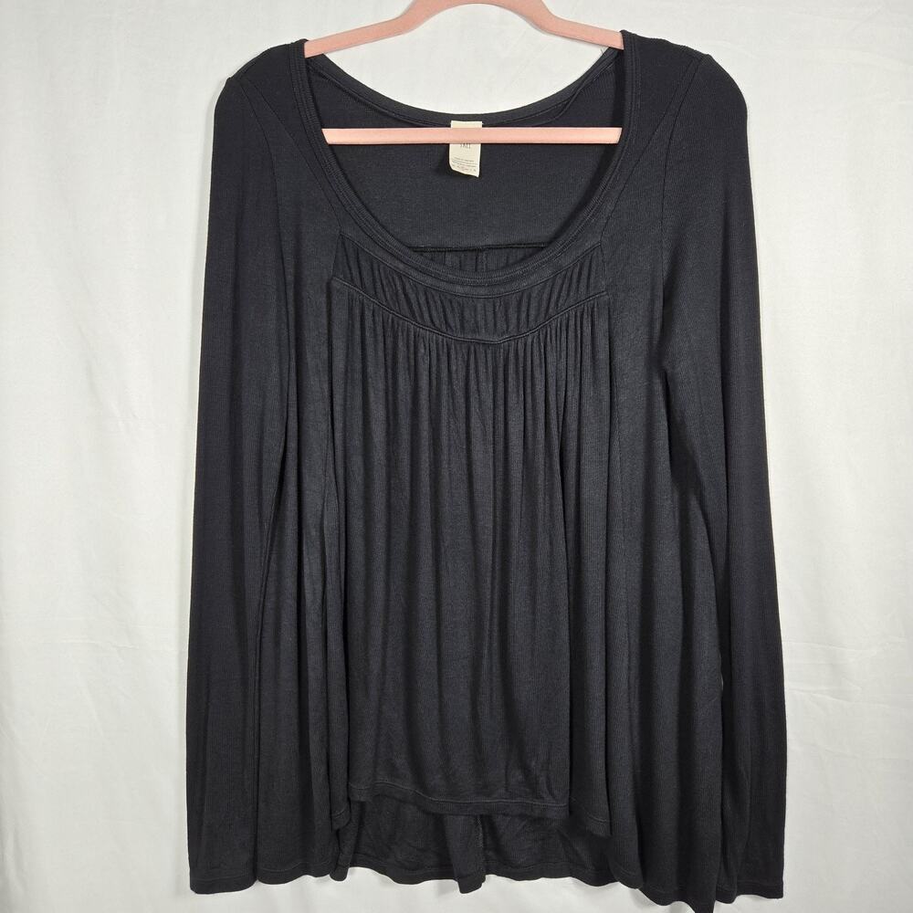 We The Free Love Valley Top Womens Small‎ Black Long Sleeve Boho Peasant Flowy